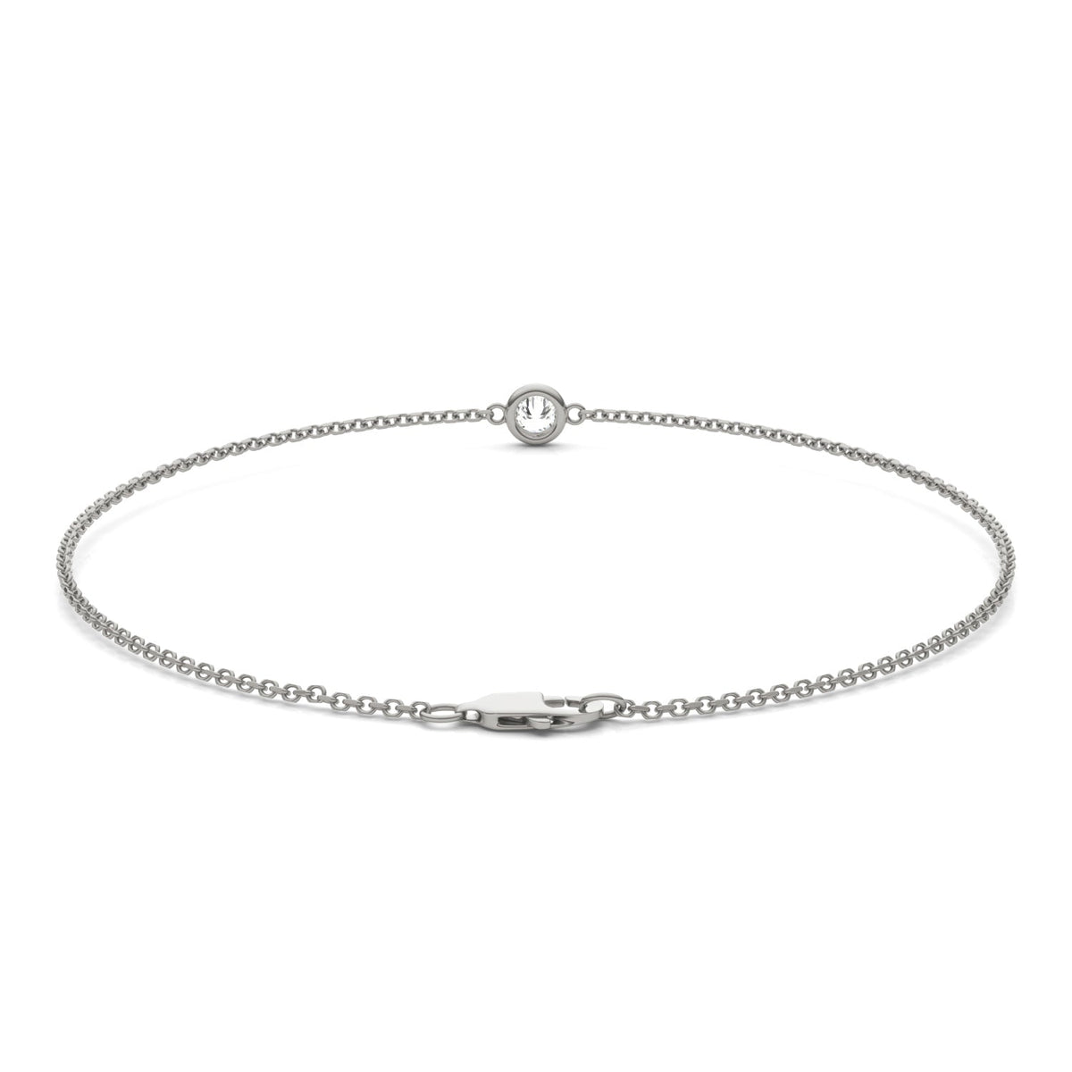 0.10 CTW DEW Round Moissanite Single Stone Station Bracelet in Sterling Silver