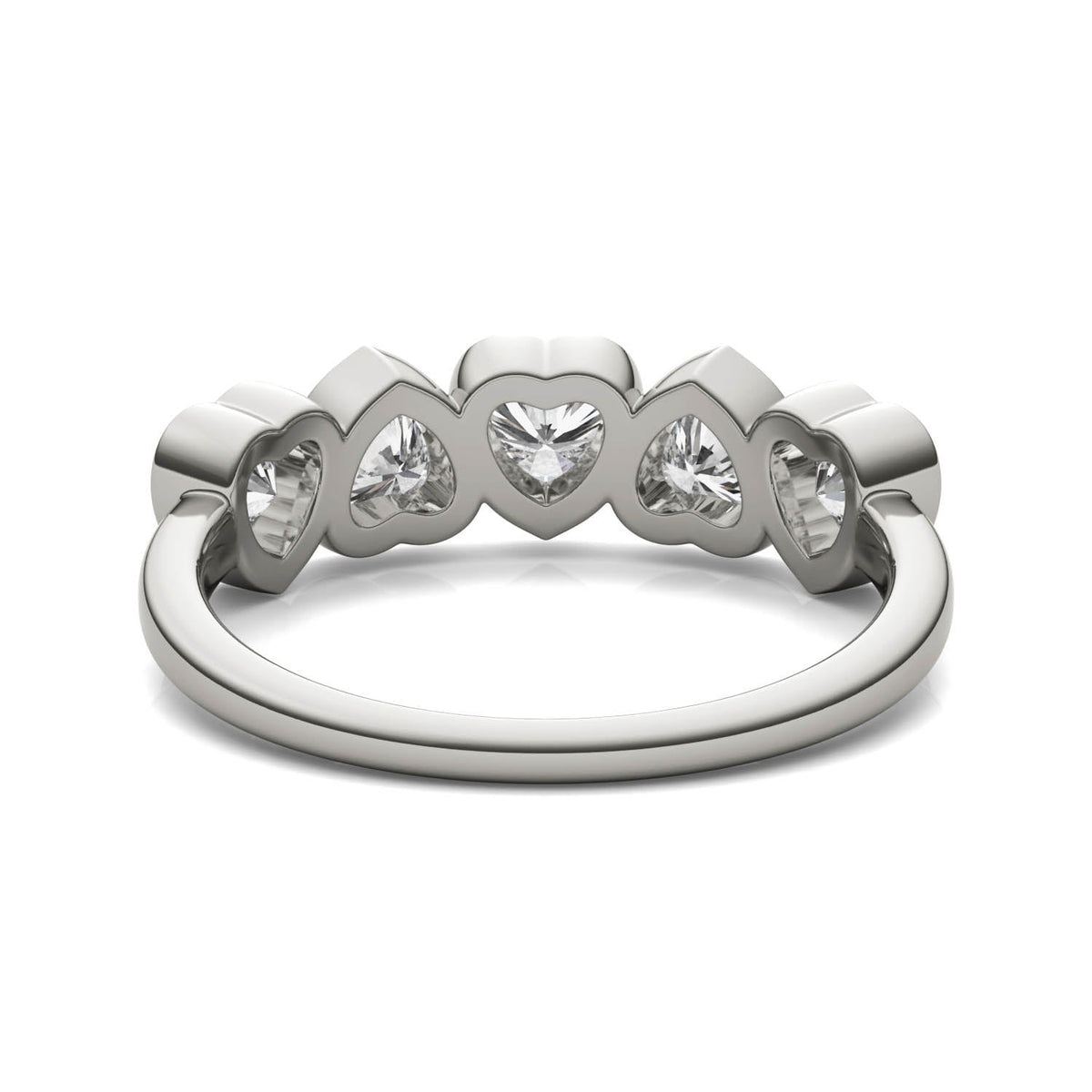 1.15 CTW DEW Heart Moissanite Five-Stone Band in Sterling Silver