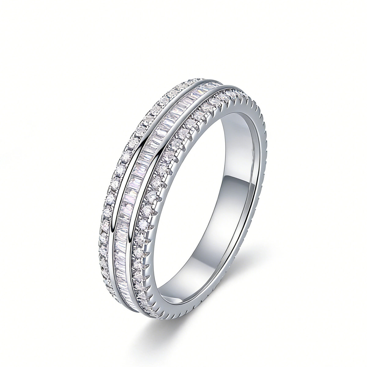 Triple Row Moissanite Ring S925 Sterling Silver-