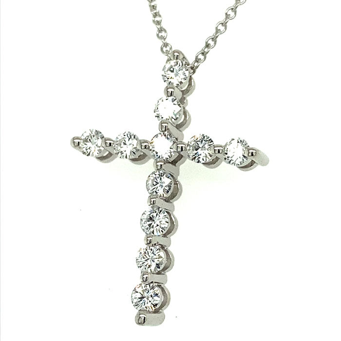 0.66 CTW DEW Moissanite Cross Pendant in 14K White Gold
