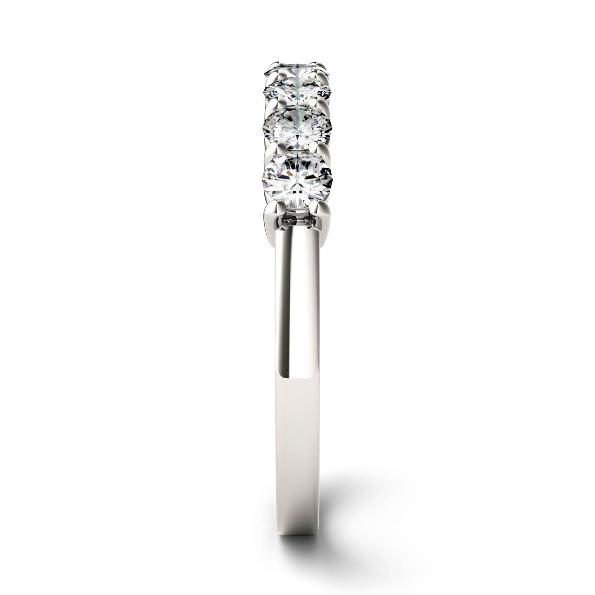 0.70 CTW DEW Round Moissanite Seven-Stone Anniversary Band in 14K White Gold