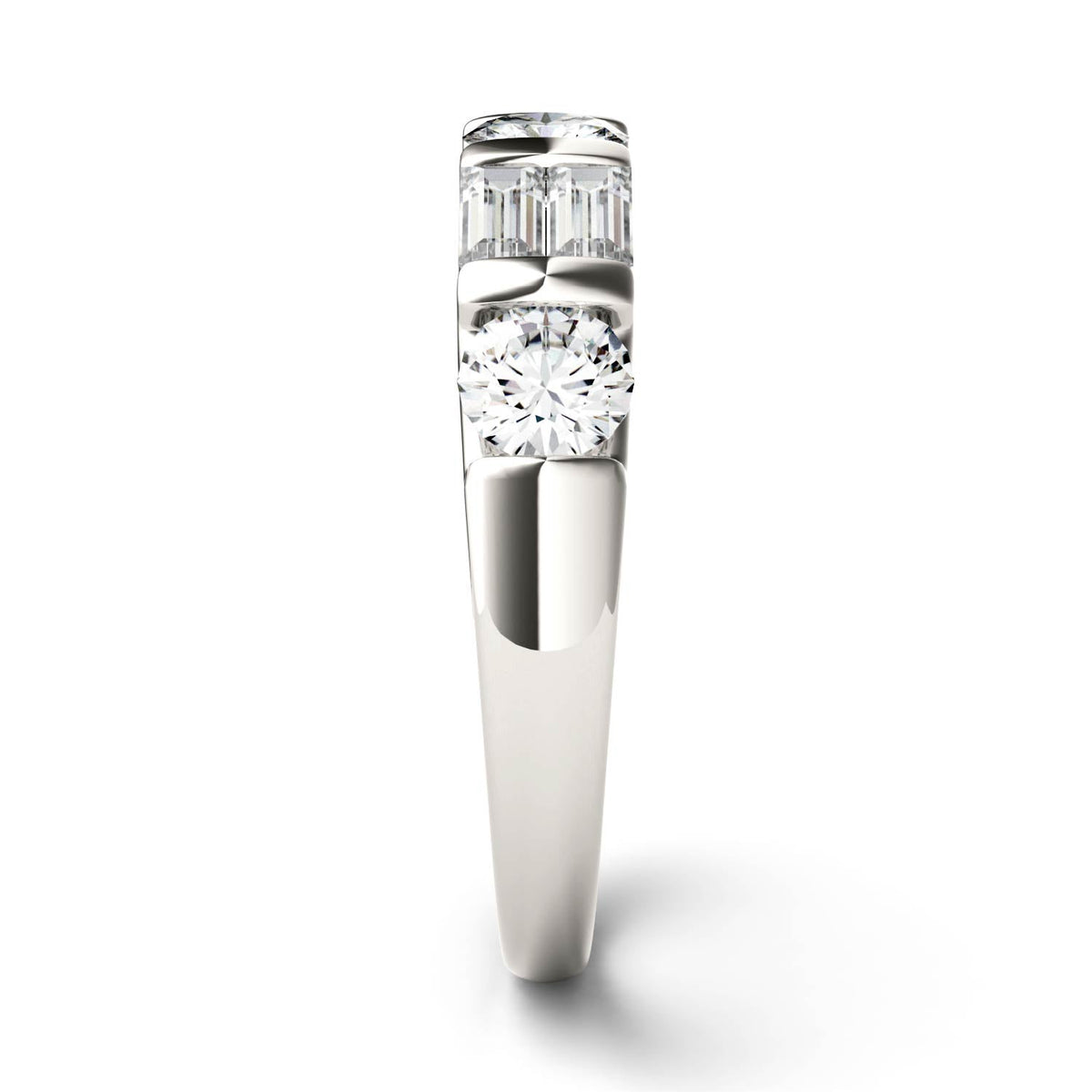 1.15 CTW DEW Straight Baguette Moissanite Double-Row Band in 14K White Gold