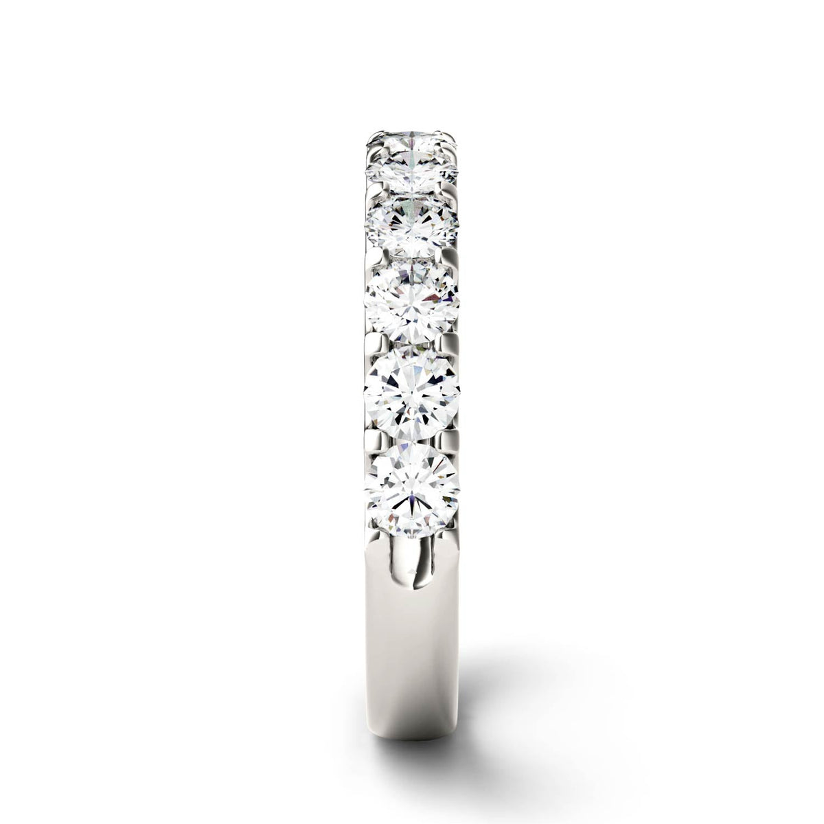1.10 CTW DEW Round Moissanite Anniversary Band in 14K White Gold