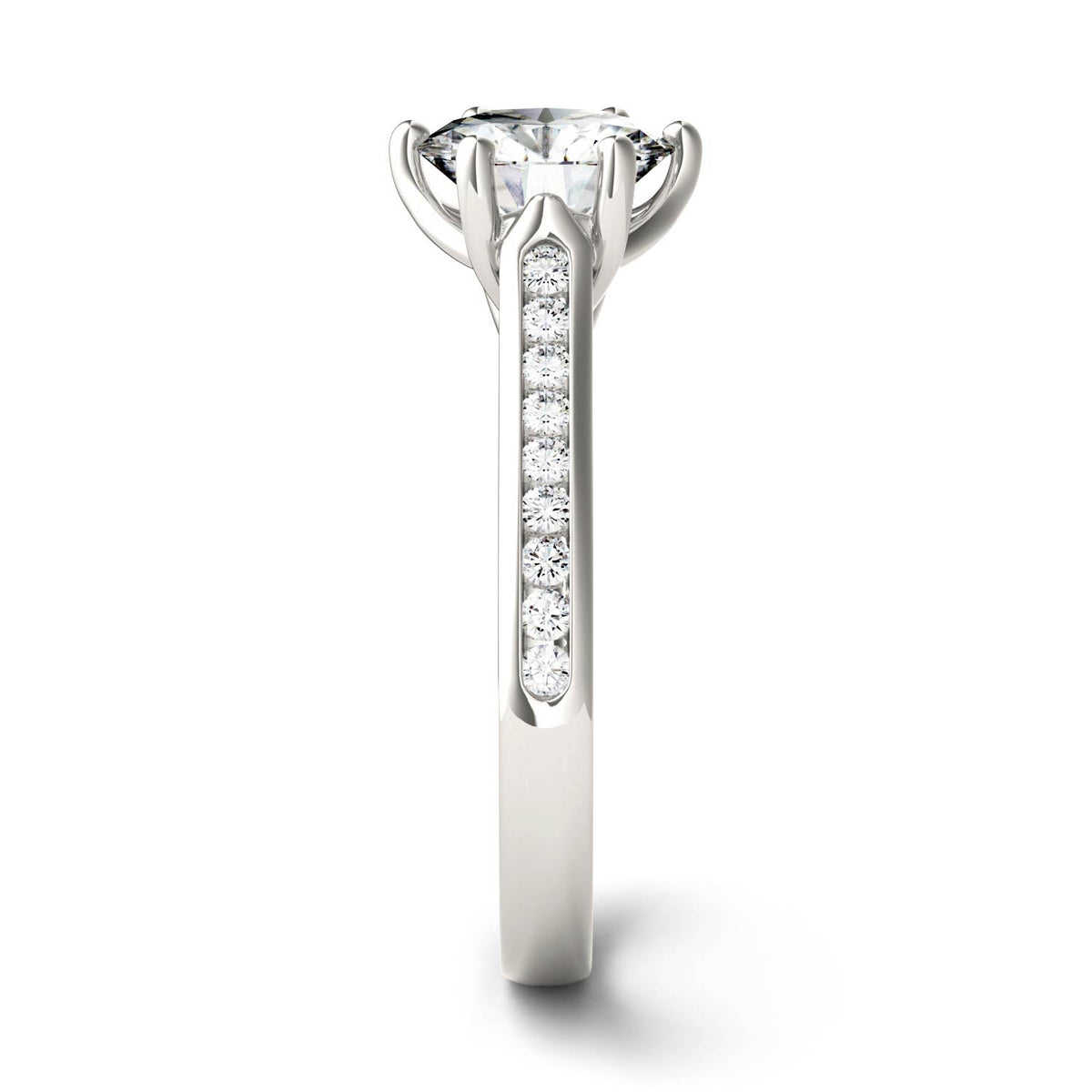 1.66 CTW DEW Round Moissanite Engagement Ring in 14K White Gold