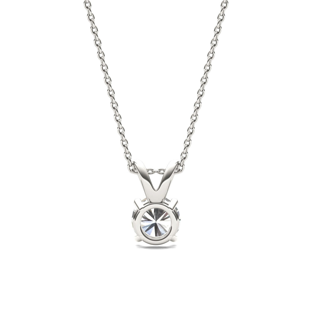 1.00 CTW DEW Round Moissanite Solitaire Pendant in 14K White Gold