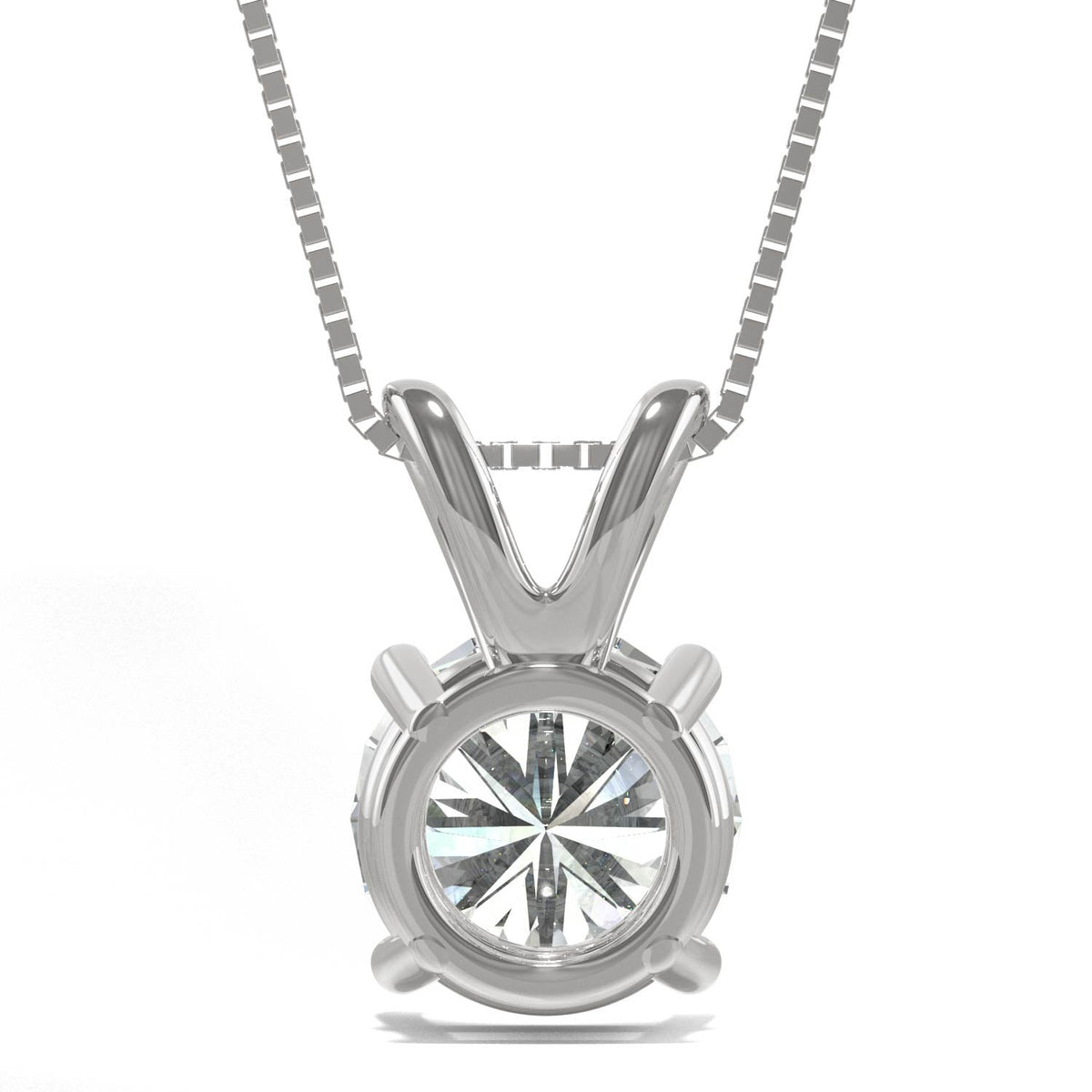 3.10 CTW DEW Round Moissanite Basket Pendant in 14K White Gold