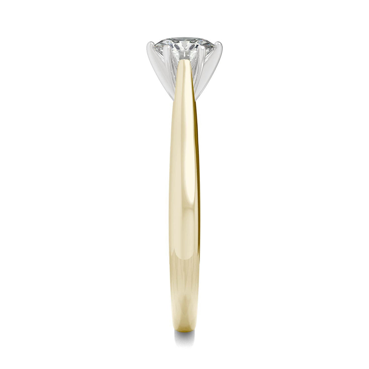 0.50 CTW DEW Round Moissanite Engagement Ring in 14K Two-Toned Gold