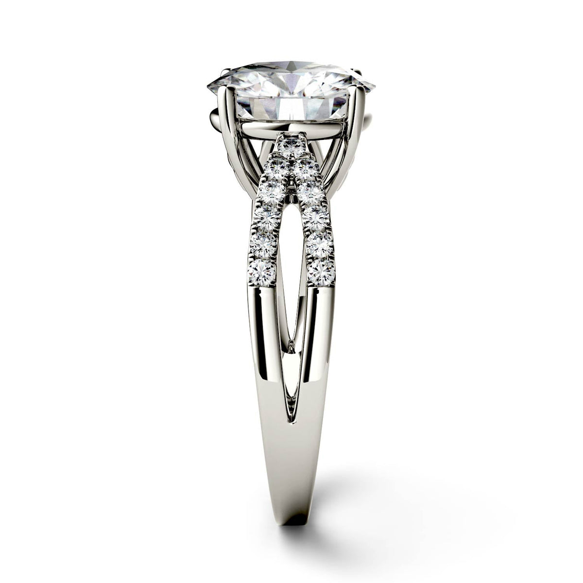 2.92 CTW DEW Round Moissanite Engagement Ring in 14K White Gold