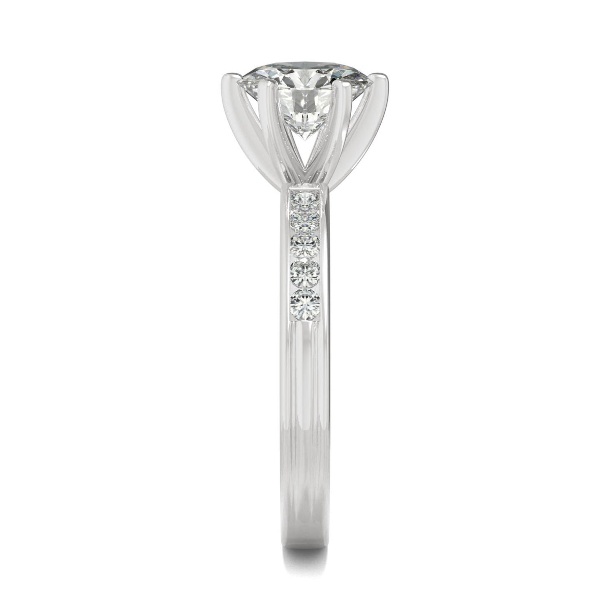 1.70 CTW DEW Round Moissanite Engagement Ring in 14K White Gold
