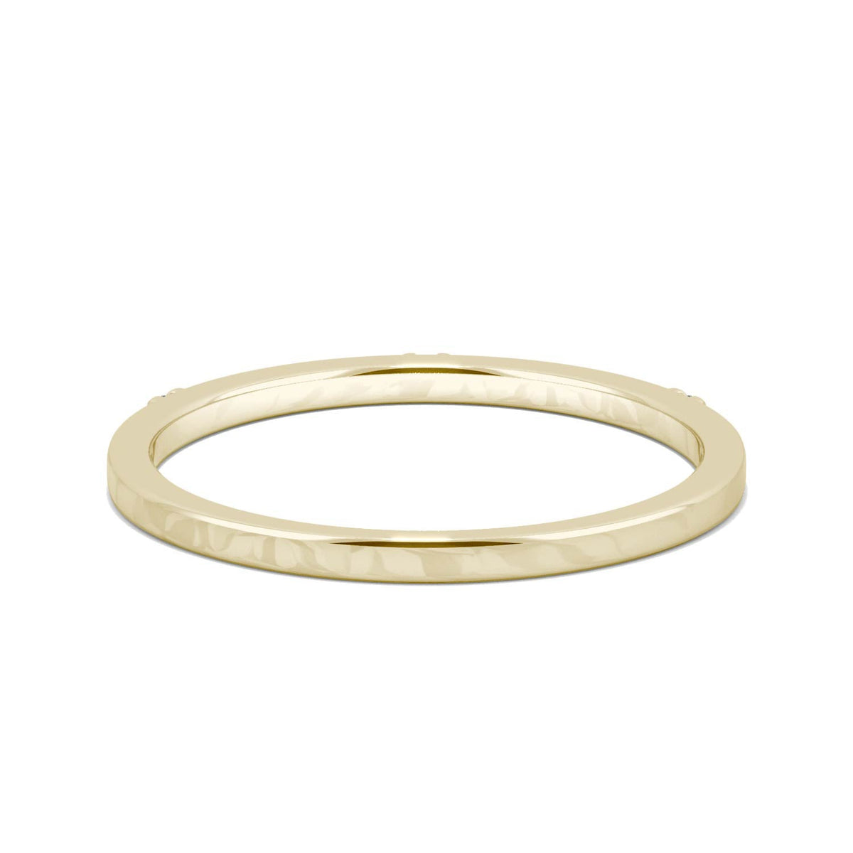 0.02 CTW DEW Round Moissanite Three-Stone Stackable Band in 14K Yellow Gold