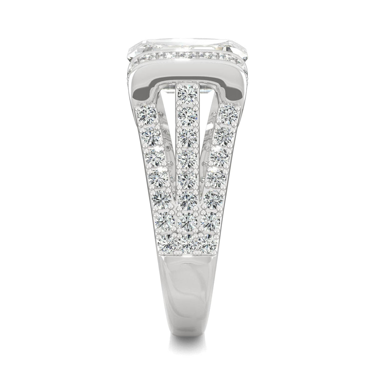 4.50 CTW DEW Emerald Moissanite Fashion Ring in 14K White Gold