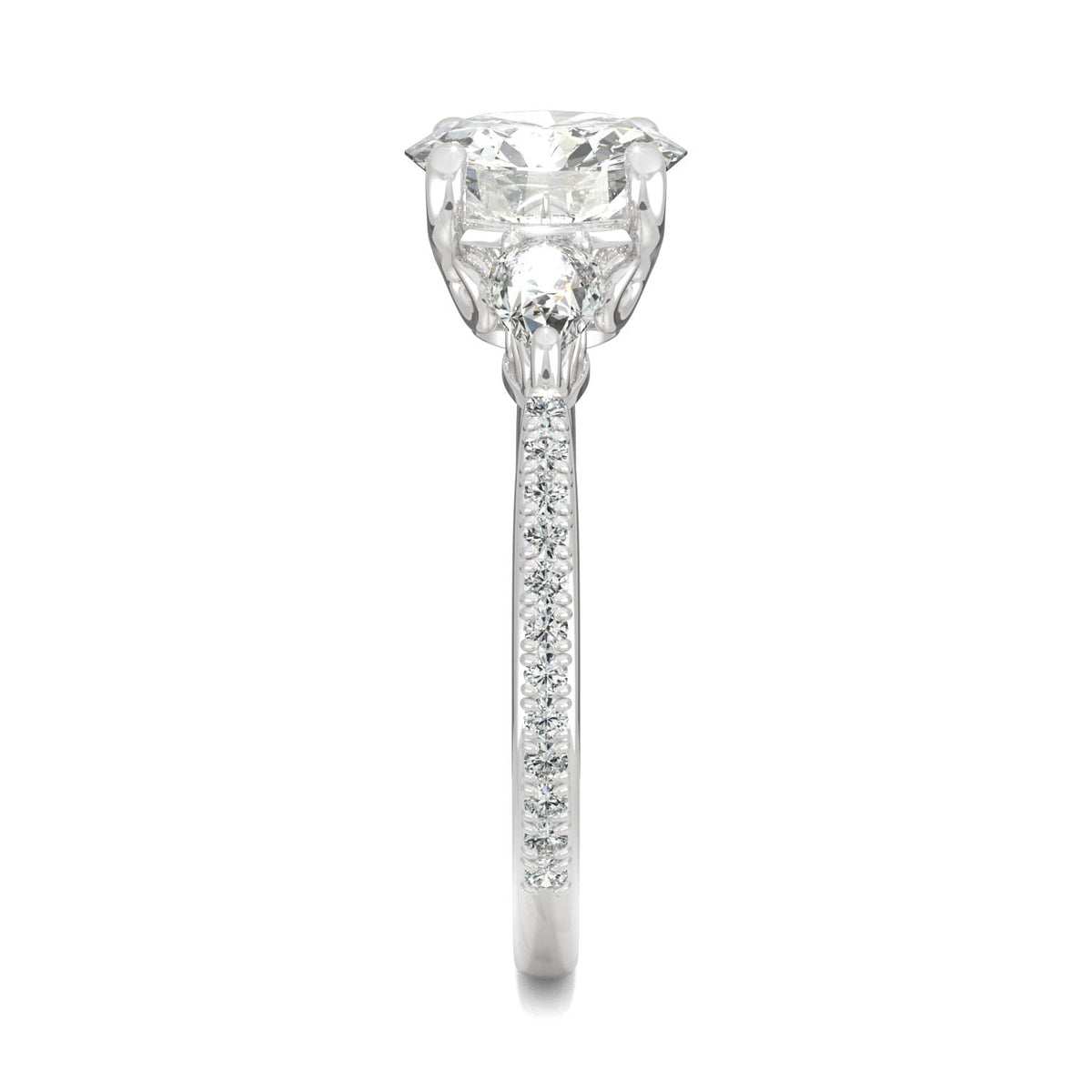 2.50 CTW DEW Round Moissanite Engagement Ring in 14K White Gold