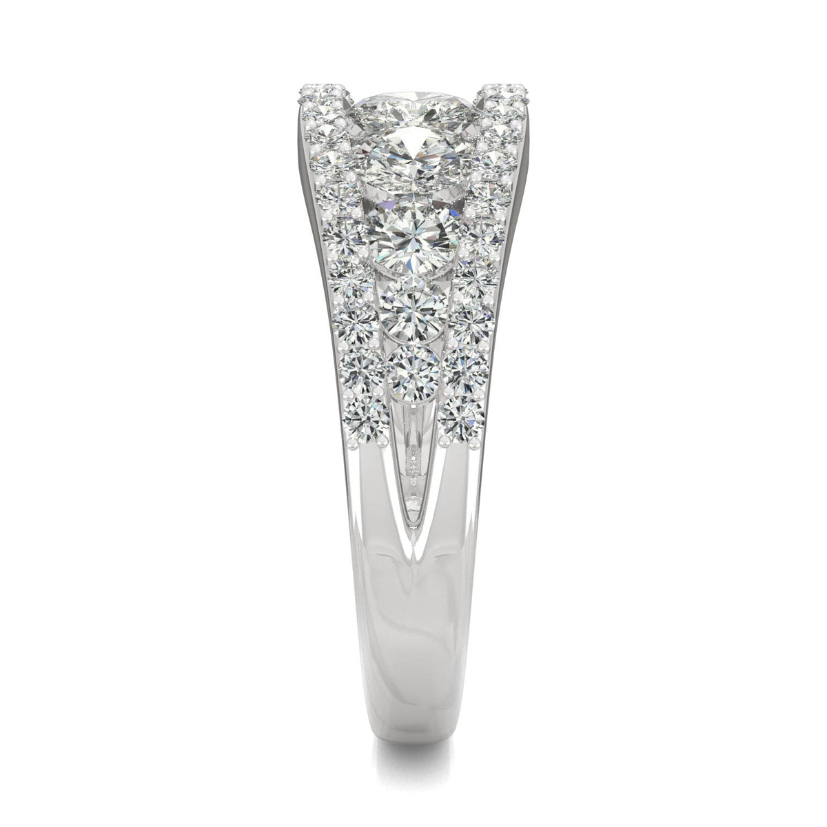 1.53 CTW DEW Round Moissanite Graduated Band in 14K White Gold