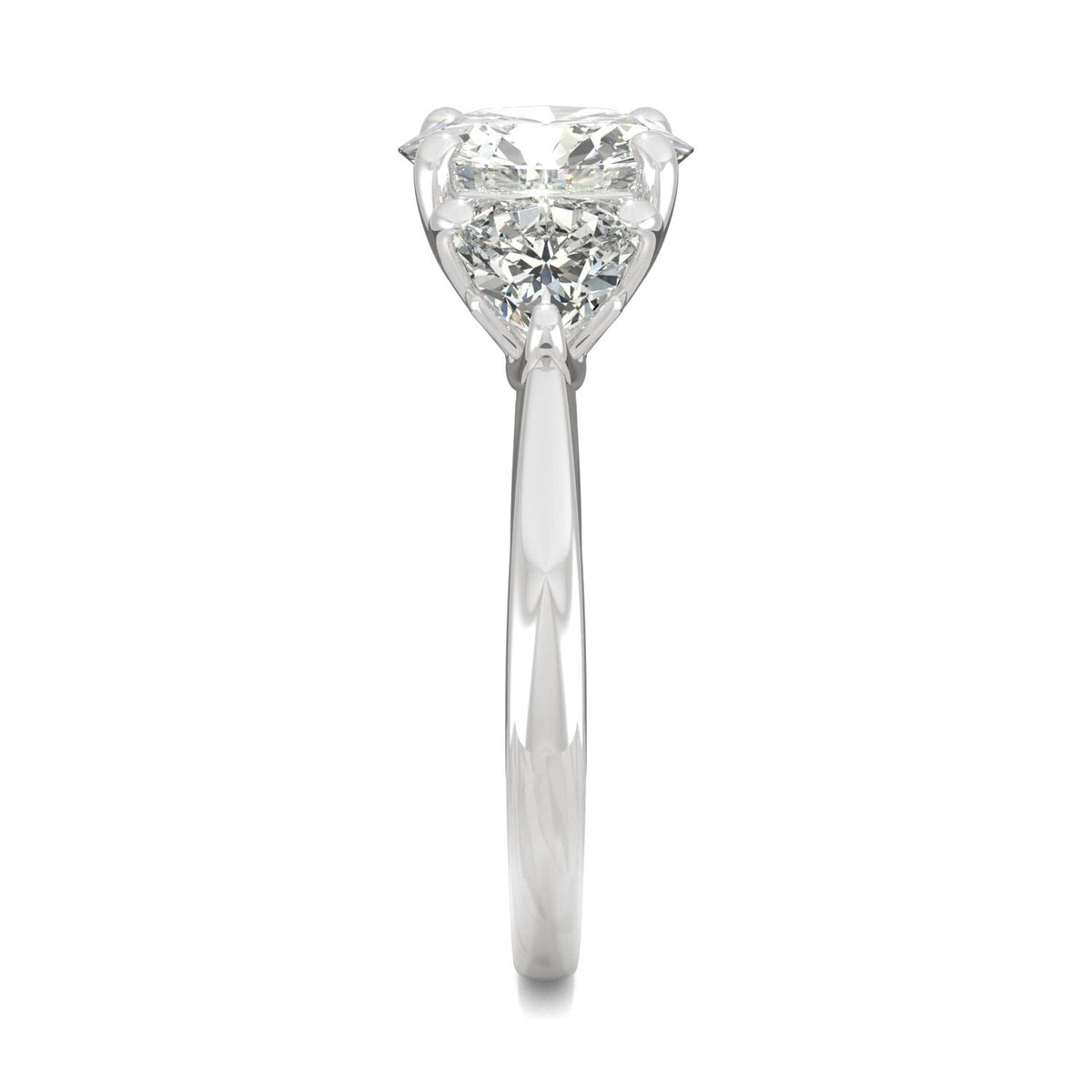 2.70 CTW DEW Round Moissanite Three-Stone Ring in 14K White Gold