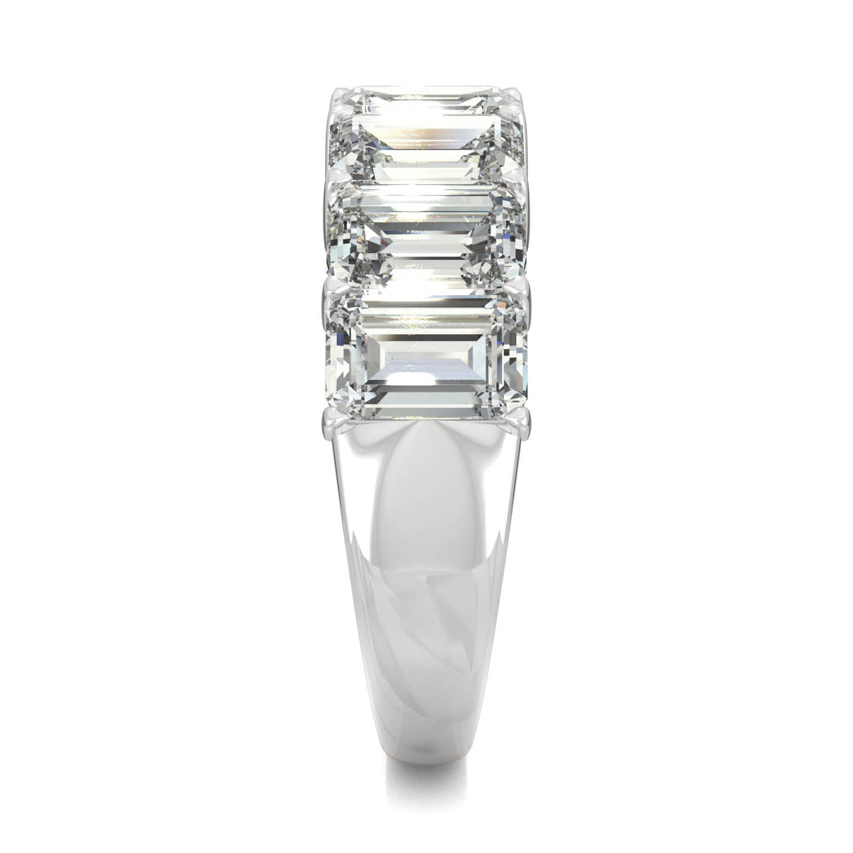 4.06 CTW DEW Emerald Moissanite Seven-Stone Anniversary Band in 14K White Gold