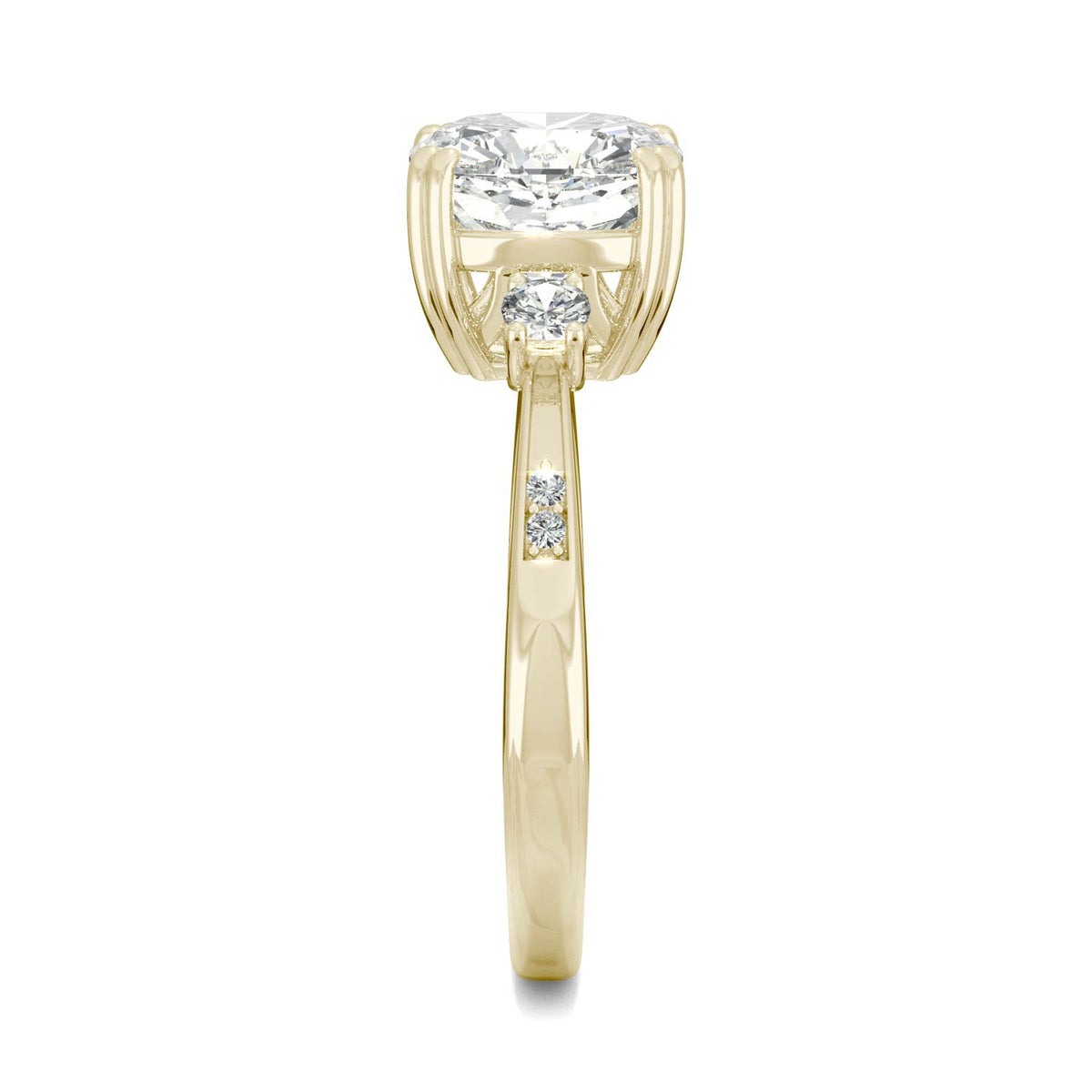 2.54 CTW DEW Cushion Moissanite Seven-Stone Ring in 14K Yellow Gold