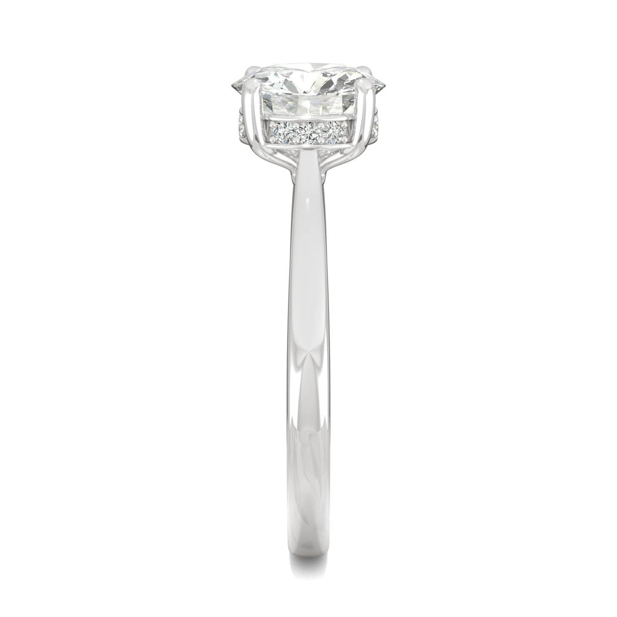 1.58 CTW DEW Round Moissanite Hidden Halo Engagement Ring in 14K White Gold