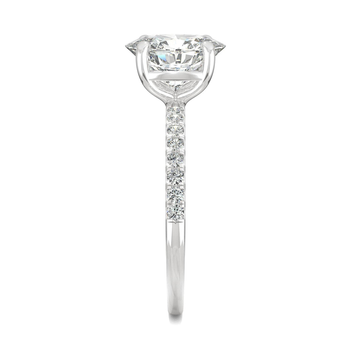 2.34 CTW DEW Oval Moissanite Basket Ring in 14K White Gold