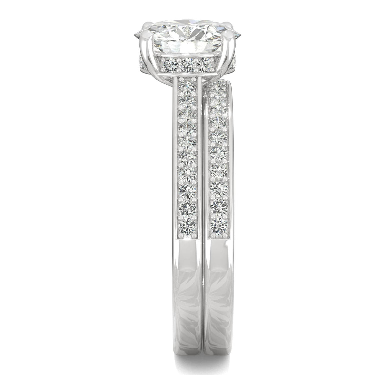 1.92 CTW DEW Round Moissanite Bridal Set in 14K White Gold