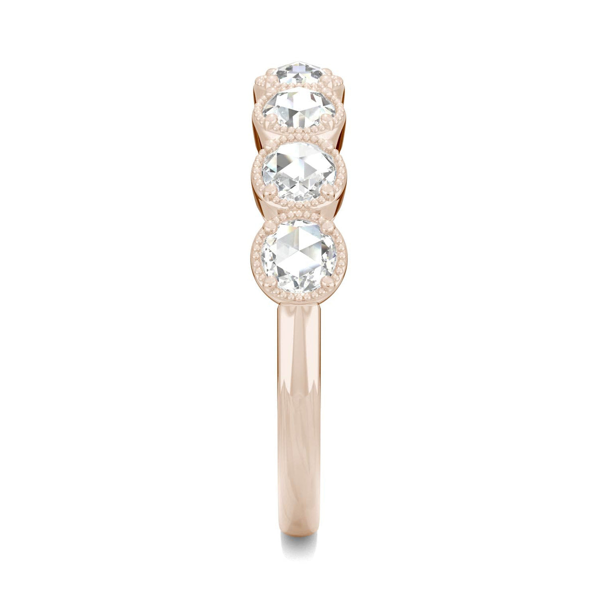 0.42 CTW DEW Rose-Cut Moissanite Seven-Stone Band in 14K Rose Gold