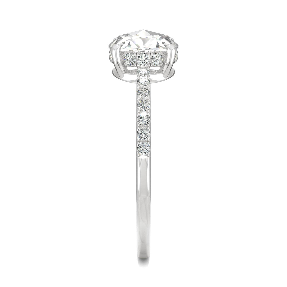 0.81 CTW DEW Round Rose-Cut Moissanite Engagement Ring in 14K White Gold