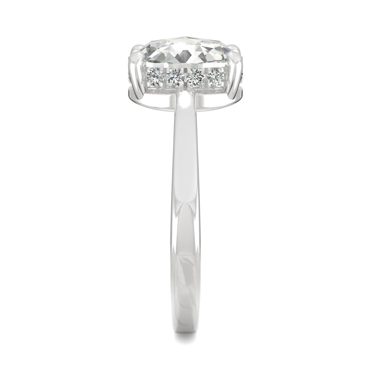 1.26 CTW DEW Oval Rose-Cut Moissanite Hidden Halo Ring in 14K White Gold