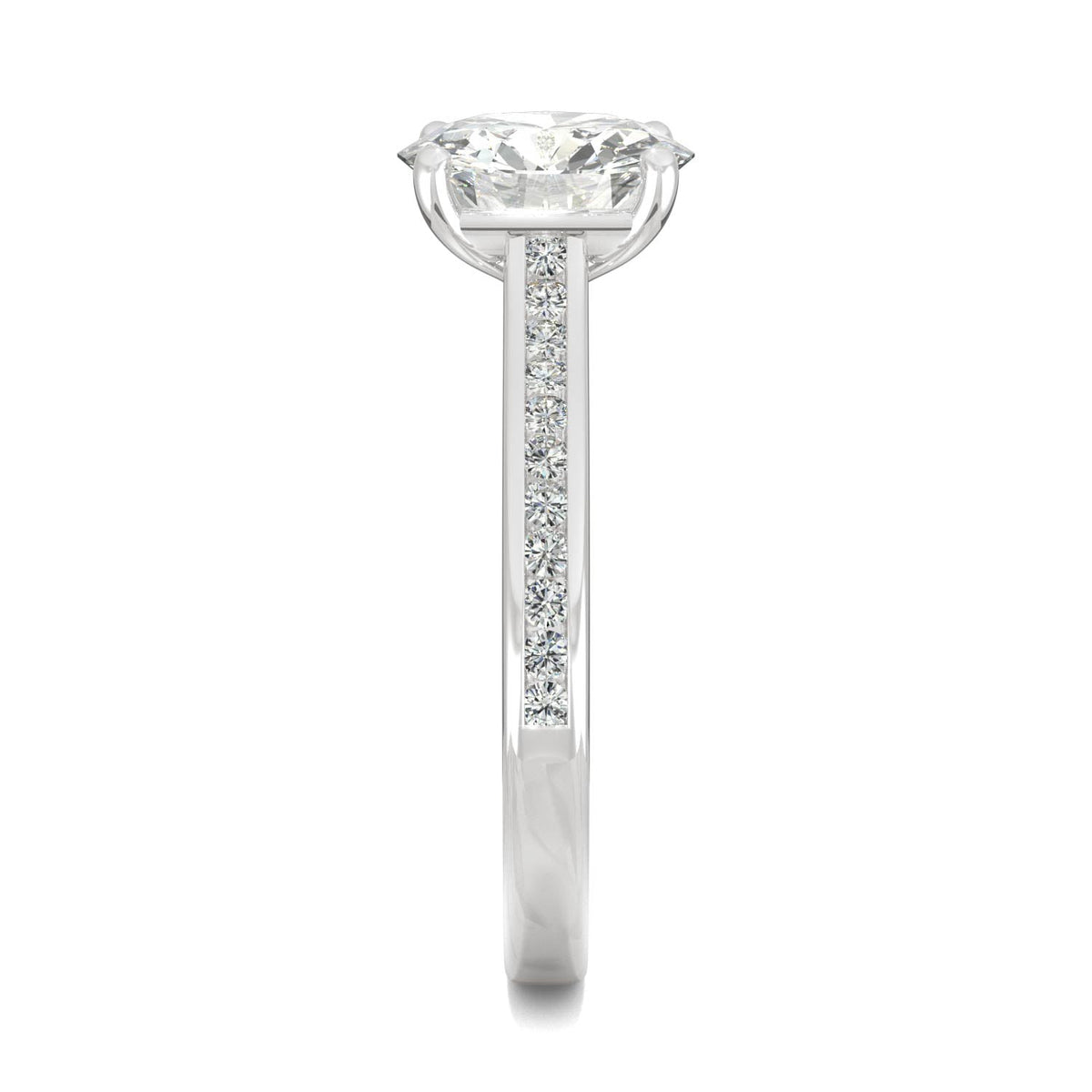 2.08 CTW DEW Round Moissanite Engagement Ring in 14K White Gold