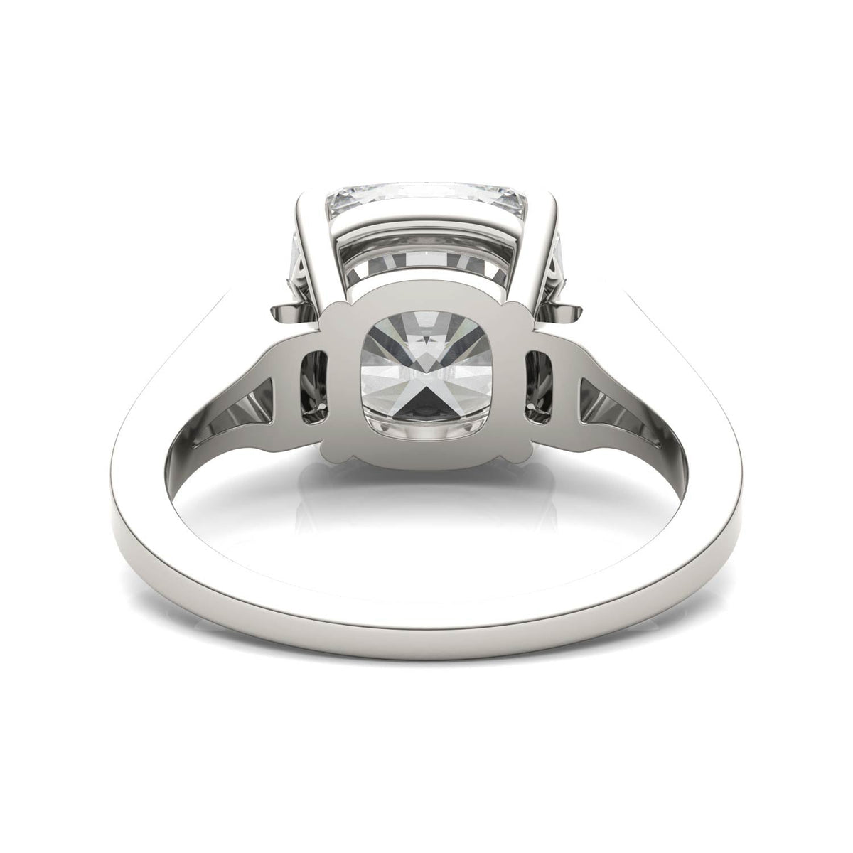 5.04 CTW DEW Cushion Moissanite Side-Stone Engagement Ring in 14K White Gold