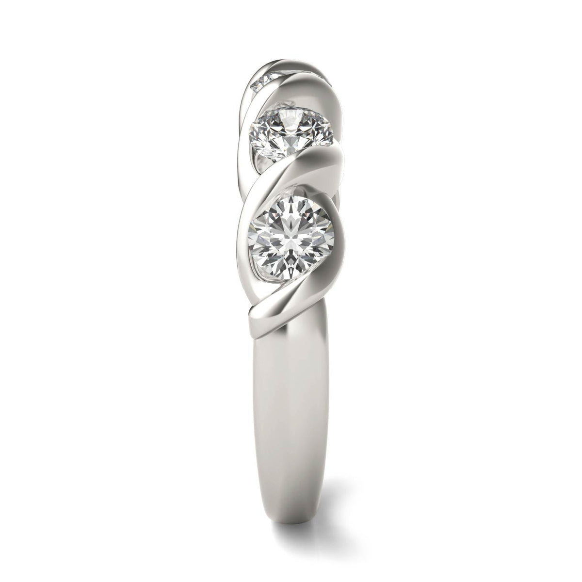 1.15 CTW DEW Round Moissanite Bypass Band in 14K White Gold
