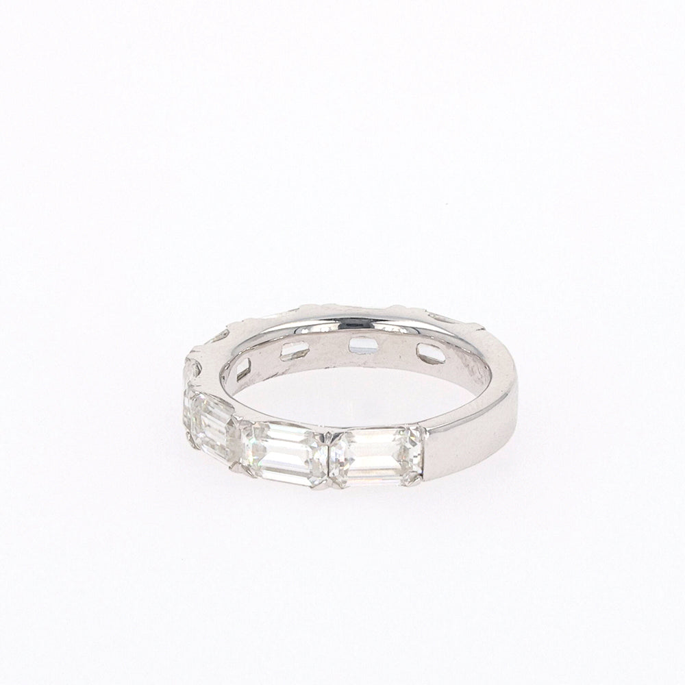 4.64 CTW DEW Emerald Moissanite Shared-Prong Band in Sterling Silver
