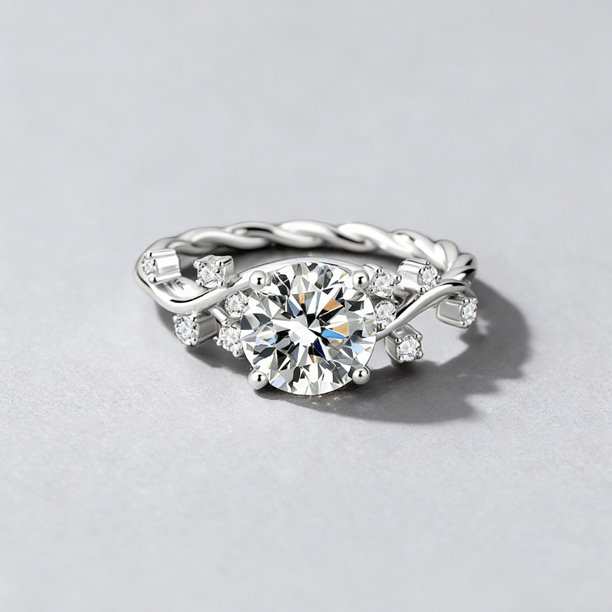 2CT Moissanite Vine Ring – 925 Sterling Silver Floral Design, GRA Certified