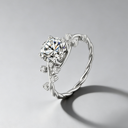 2CT Moissanite Vine Ring – 925 Sterling Silver Floral Design, GRA Certified