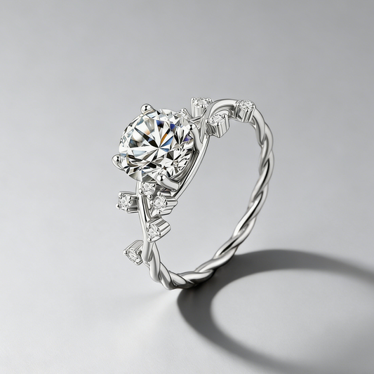 2CT Moissanite Vine Ring – 925 Sterling Silver Floral Design, GRA Certified