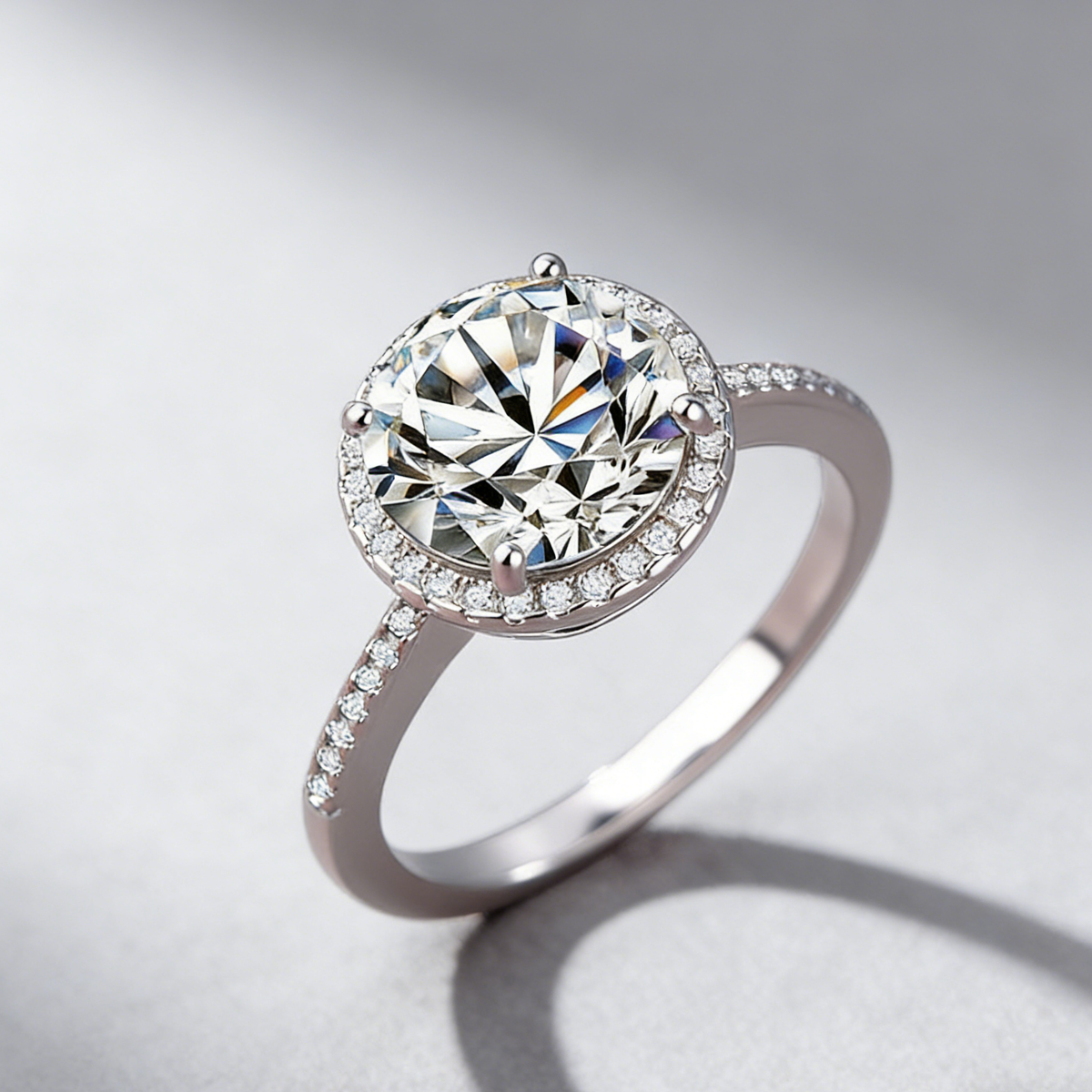 3 carats Luxury Moissanite Ring in 925 Silver with GRA Certified, Classic 4-Prong Engagement & Anniversary Gift