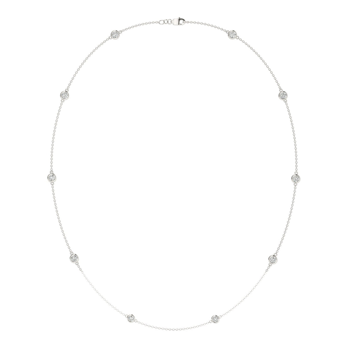 0.96 CTW DEW Round Moissanite Ten-Stone Station Necklace in Sterling Silver