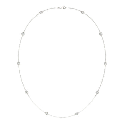 0.96 CTW DEW Round Moissanite Ten-Stone Station Necklace in Sterling Silver