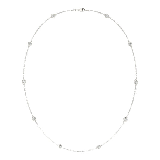 0.96 CTW DEW Round Moissanite Ten-Stone Station Necklace in Sterling Silver