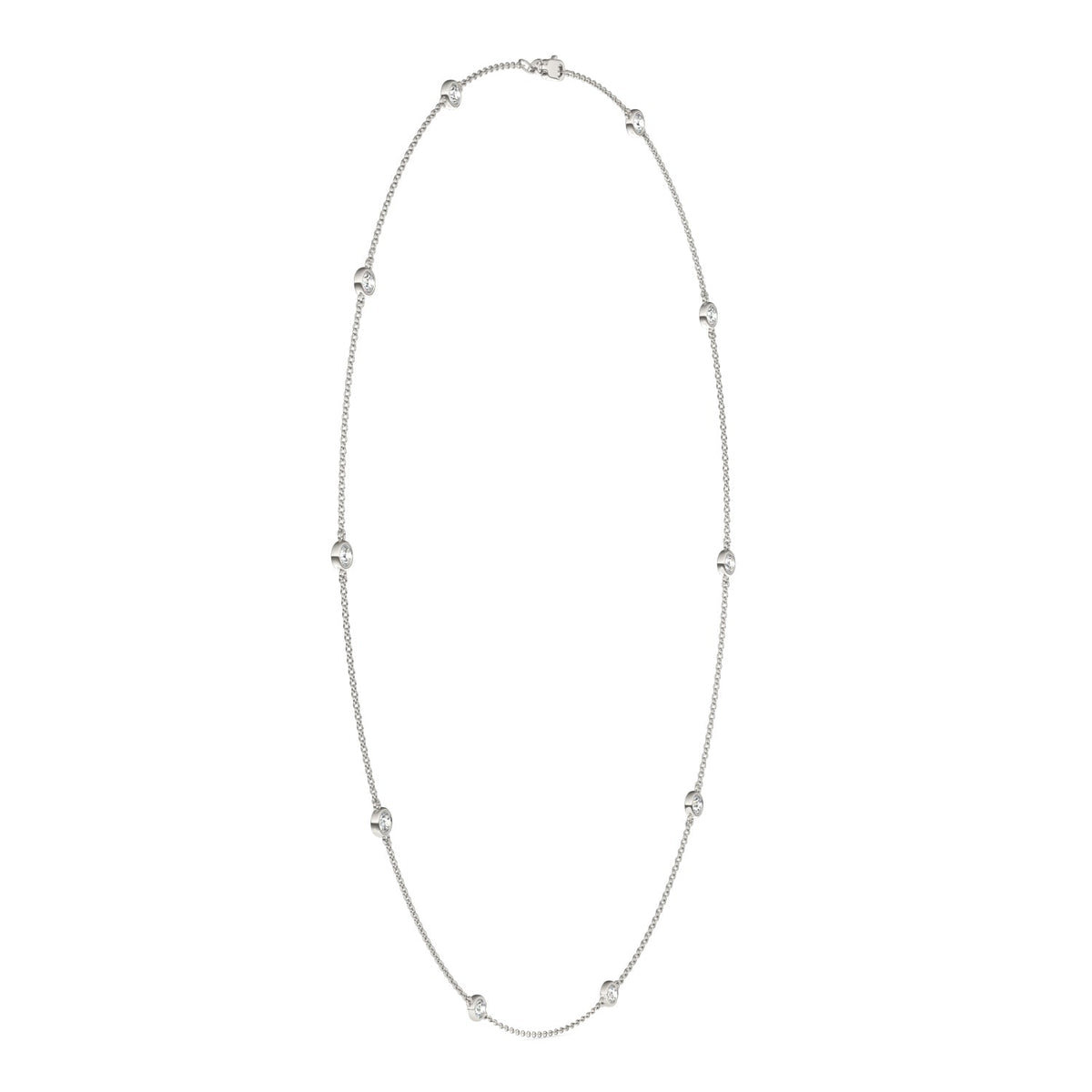 0.96 CTW DEW Round Moissanite Ten-Stone Station Necklace in Sterling Silver