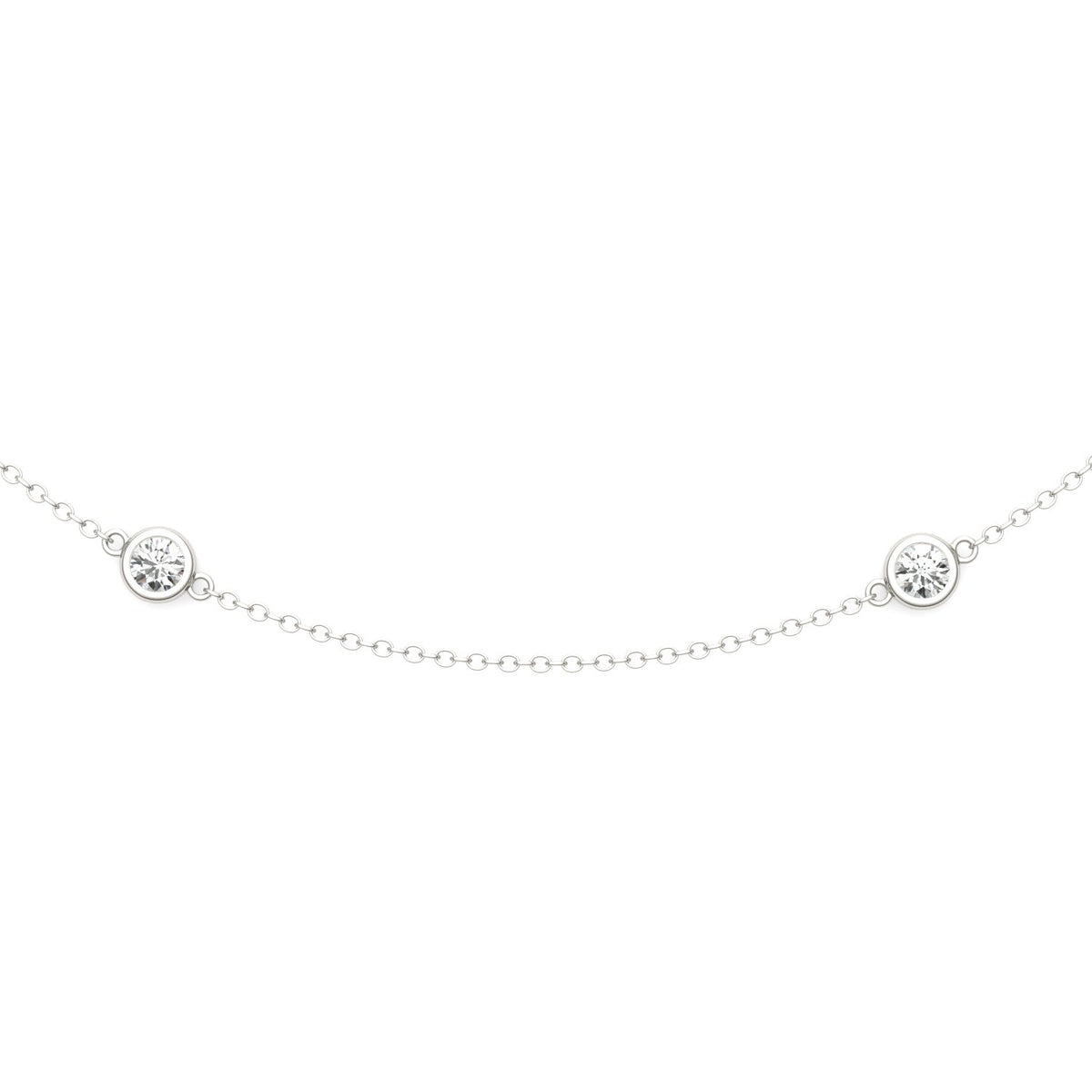 0.96 CTW DEW Round Moissanite Ten-Stone Station Necklace in Sterling Silver