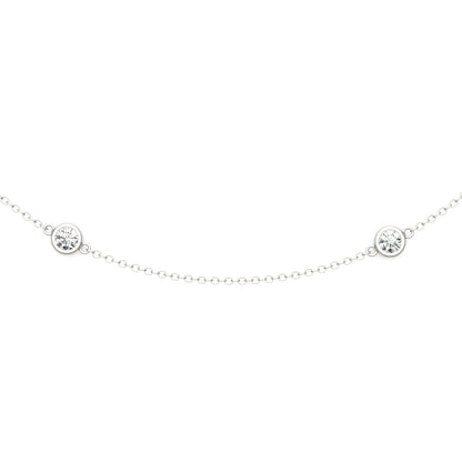 0.96 CTW DEW Round Moissanite Ten-Stone Station Necklace in Sterling Silver