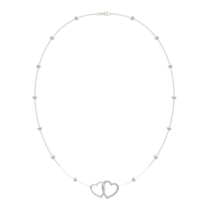 0.40 CTW DEW Moissanite Heart Station Necklace in Sterling Silver