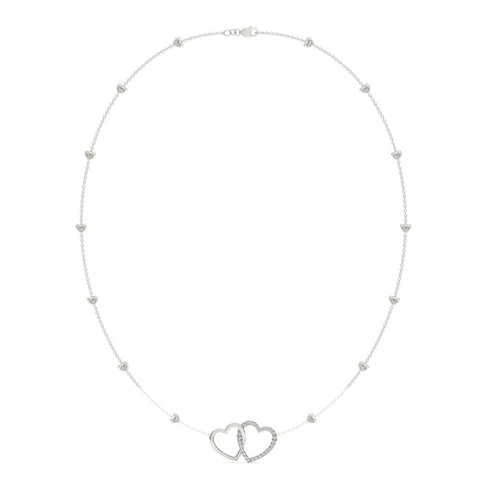 0.40 CTW DEW Moissanite Heart Station Necklace in Sterling Silver