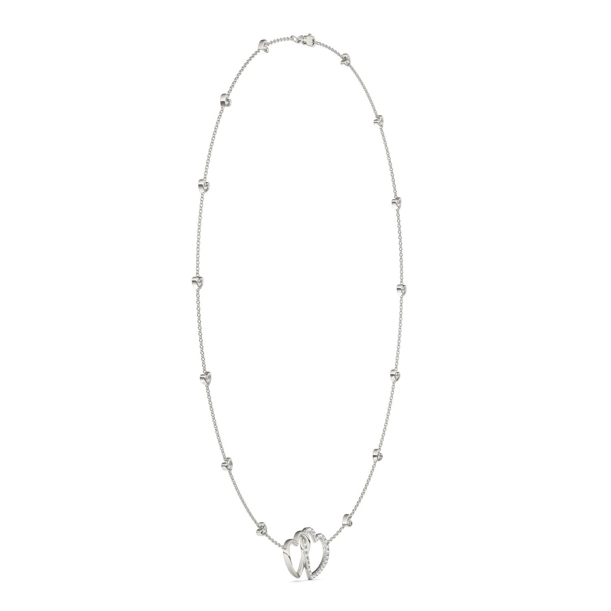 0.40 CTW DEW Moissanite Heart Station Necklace in Sterling Silver