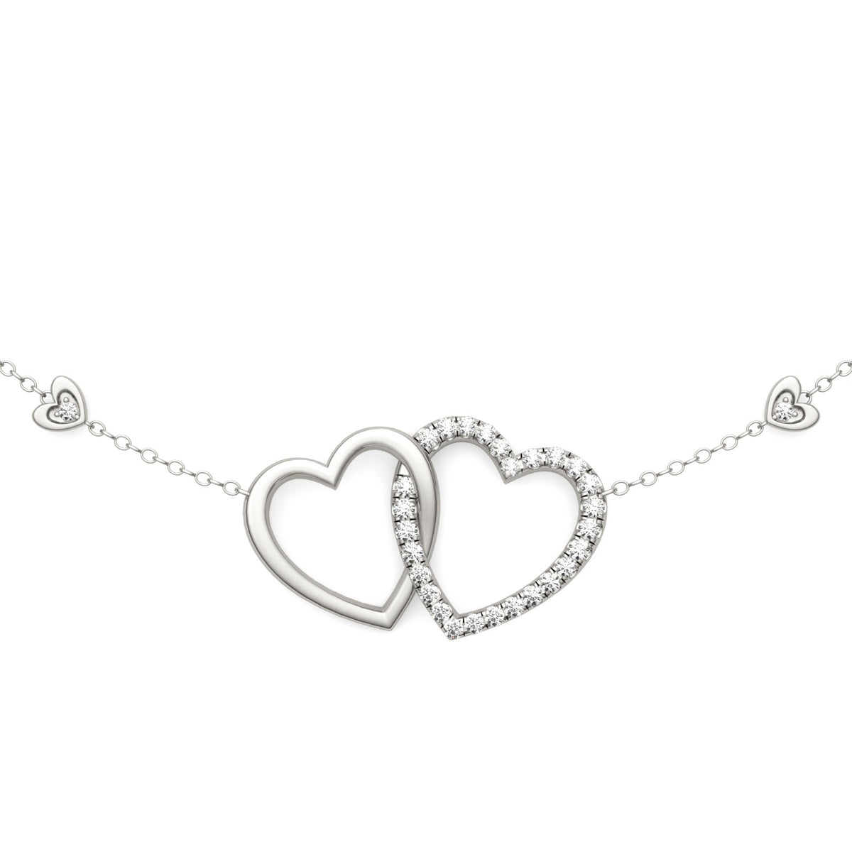 0.40 CTW DEW Moissanite Heart Station Necklace in Sterling Silver