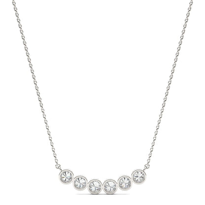 0.96 CTW DEW Round Moissanite Curved Bar Necklace in Sterling Silver