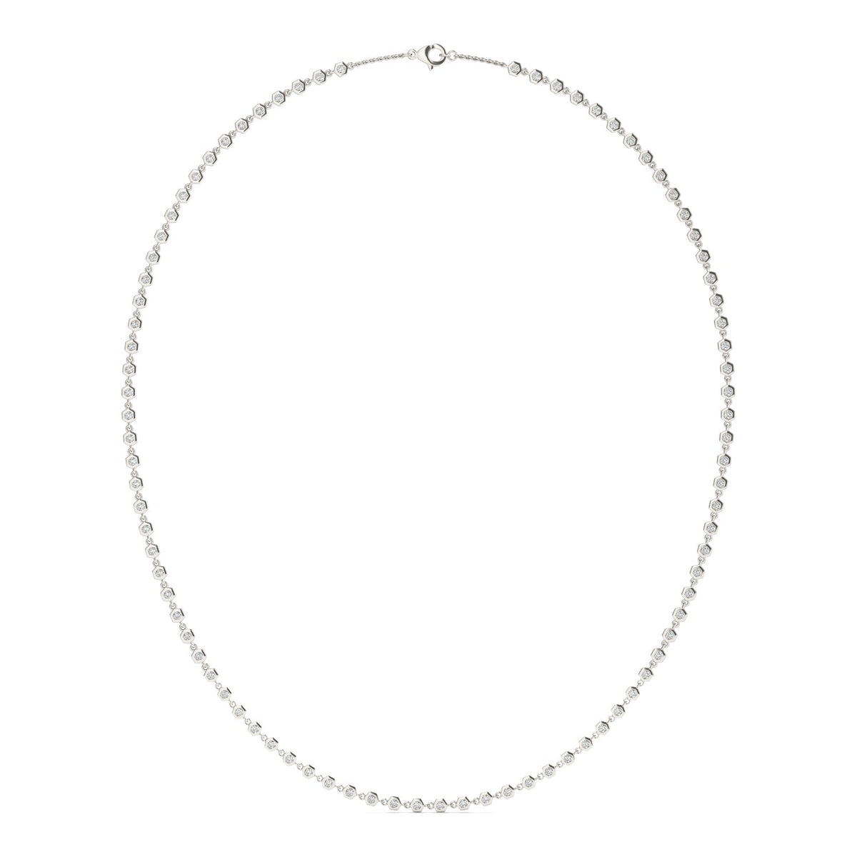 1.29 CTW DEW Moissanite Bezel Station Necklace in Sterling Silver
