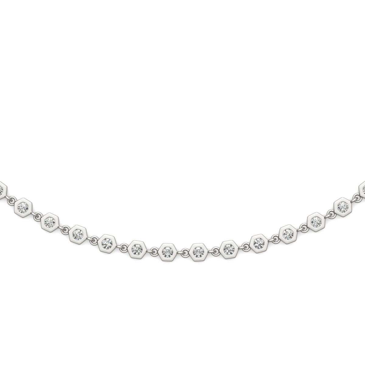 1.29 CTW DEW Moissanite Bezel Station Necklace in Sterling Silver