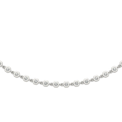1.29 CTW DEW Moissanite Bezel Station Necklace in Sterling Silver