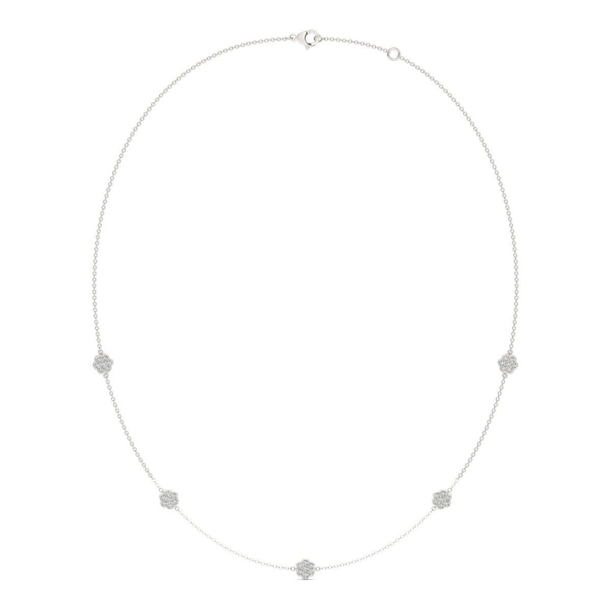 0.53 CTW DEW Moissanite Floral Station Necklace in Sterling Silver