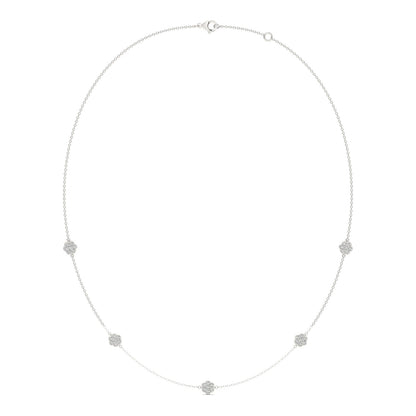 0.53 CTW DEW Moissanite Floral Station Necklace in Sterling Silver